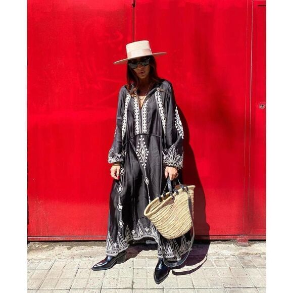 Zara Embroidered Dress Limited Edition New Black - Picture 3 of 14